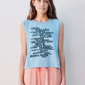 SUNDRY Destinations Muscle Tank in capri blue - XS